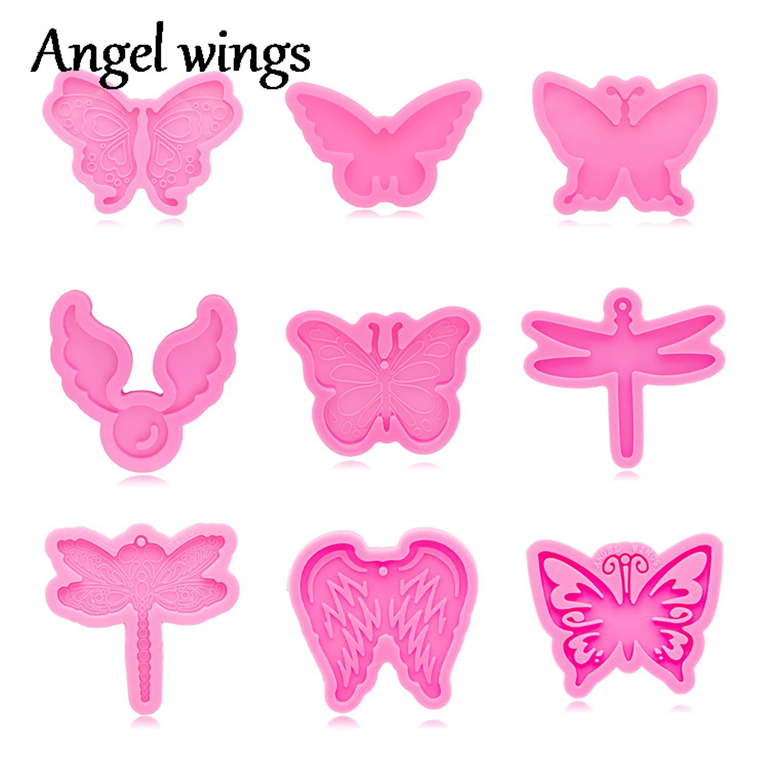 Resin Art A Keychain - DY1056 Silikon Schmetterling/Libelle/Engel Feder Formen, Schlüsselanhänger