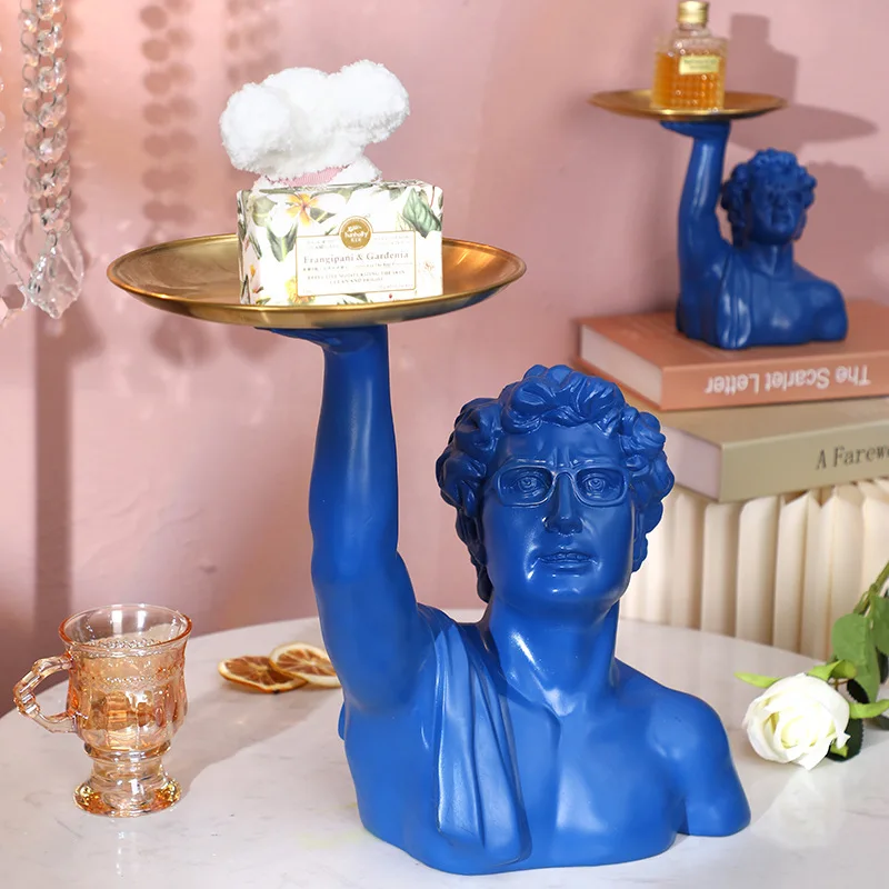 Resin Art For Anniversary Gift - David Skulptur-Tablett, klassische Michelangelo-Büste mit Diener-Tablett