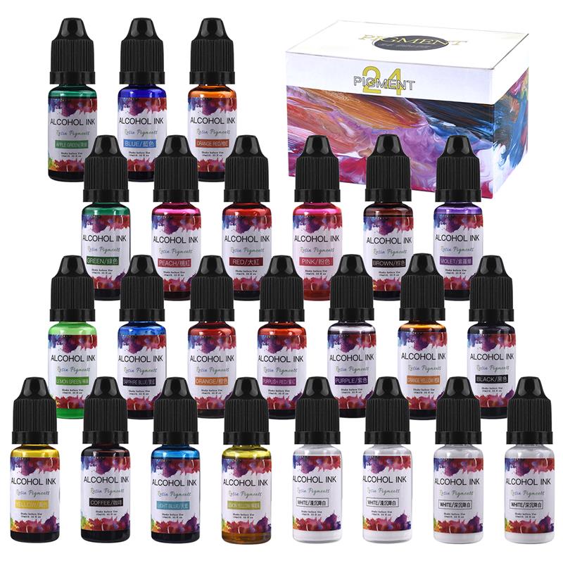 Resin Pigment Alcohol Ink - 24 farbe/Set 10ml Harz Pigment Kunst