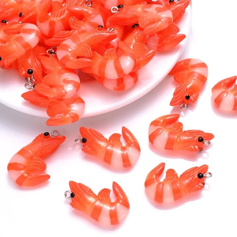 Resin Art For Sale - 10 Stück Acrylharz Cartoon-Meeresfrüchte-Anhänger 3D Simulierte