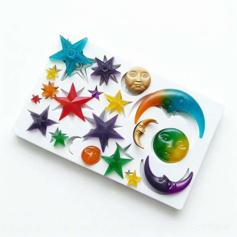 Resin Art Mould - Sonnengesicht, Mond, Sterne, Polymer-Tonformen, Silikon-Fondantform für