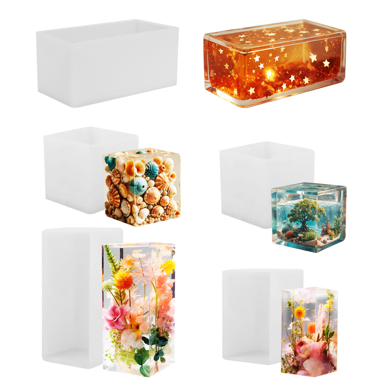 Resin Art Glue - Epoxidharz-Gießform Silikonform DIY Quaderförmige Harzform Kristall-Epoxid