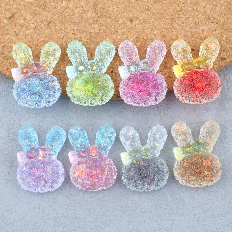 Resin Art Things - 5 Stück 18*25mm Leuchtende Farbverlauf-Hasen-Harz-Cabochons für