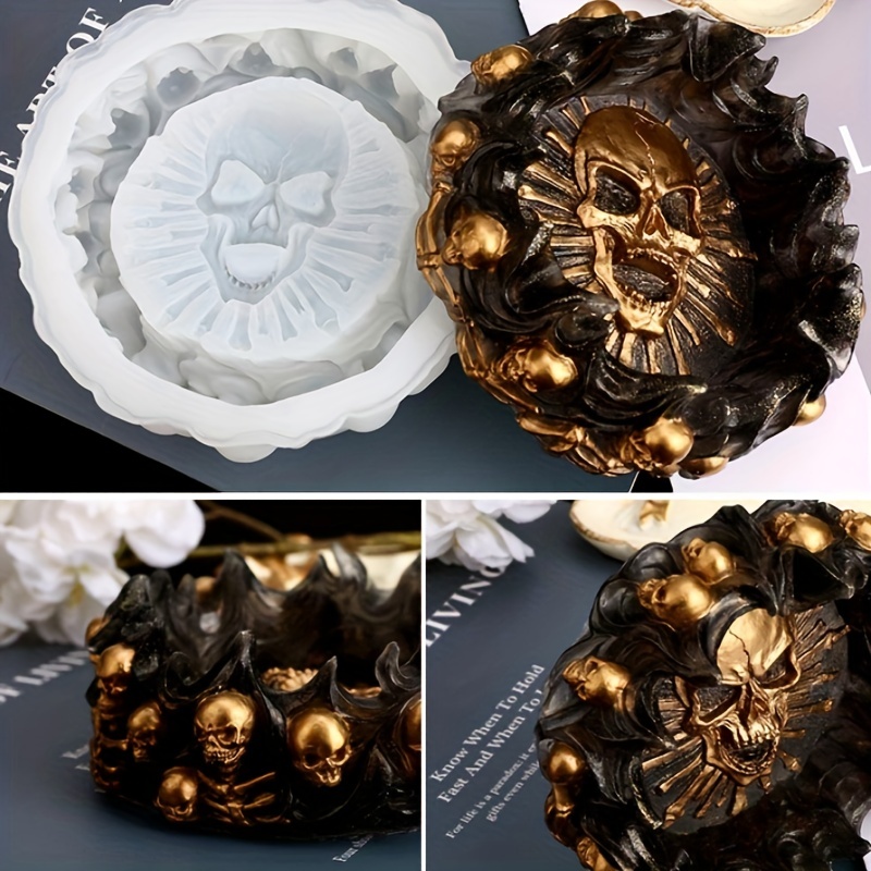 Resin Art Mould - Aschenbecher-Form, Totenkopf DIY Bastelgeschenk Epoxidharz-Gießform, Schmuckaufbewahrungsform,