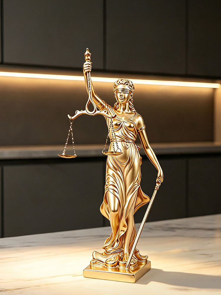 Resin Art For Anniversary Gift - Luxuriöse Goldene Justizstatue Kunstskulptur Ornament Wohnzimmer