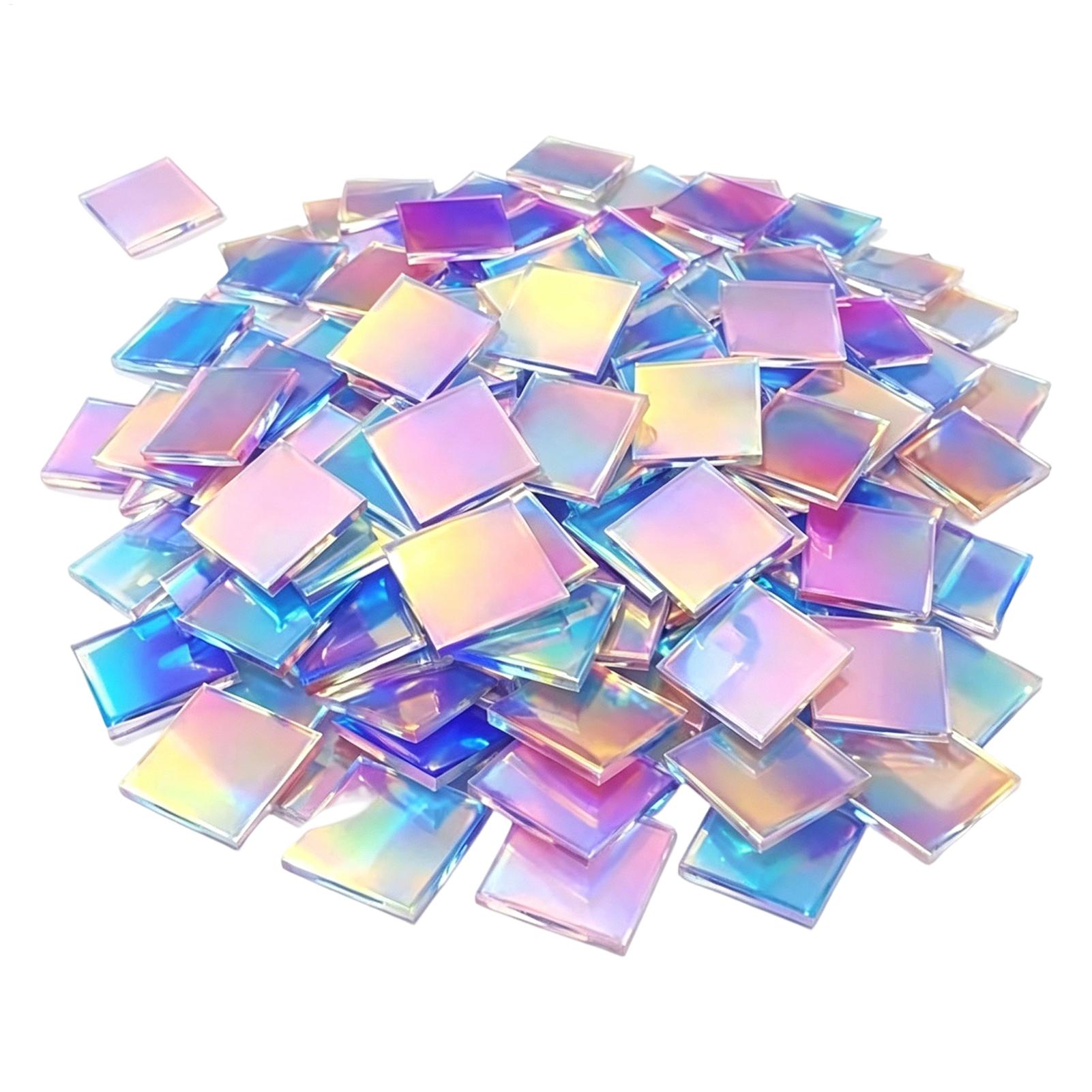 Resin Art And Jewelry - Mini-Acrylplatten, 100 Stück, Regenbogen-Holografische Acrylquadrate, Mini-Doppelseitige