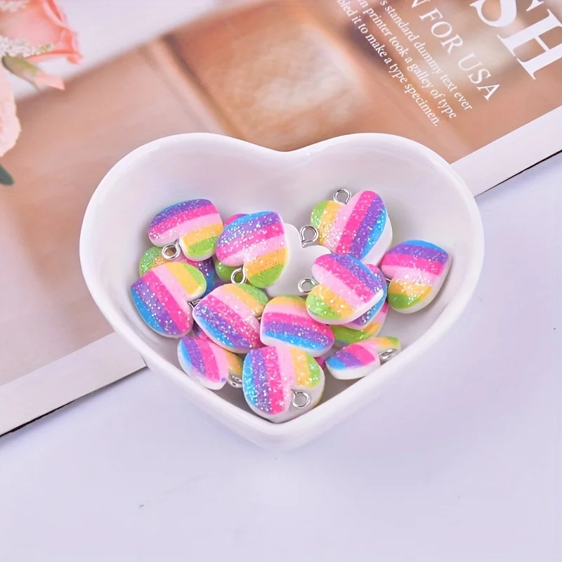 10 Stück bunte Herz-Harz-Anhän – Resin Art For Sale Bewertung und Preis