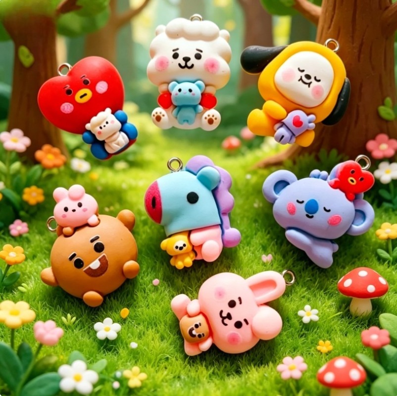7 Stück BT21 Harz-Cartoon-Anhä – Resin Art For Sale Bewertung und Preis