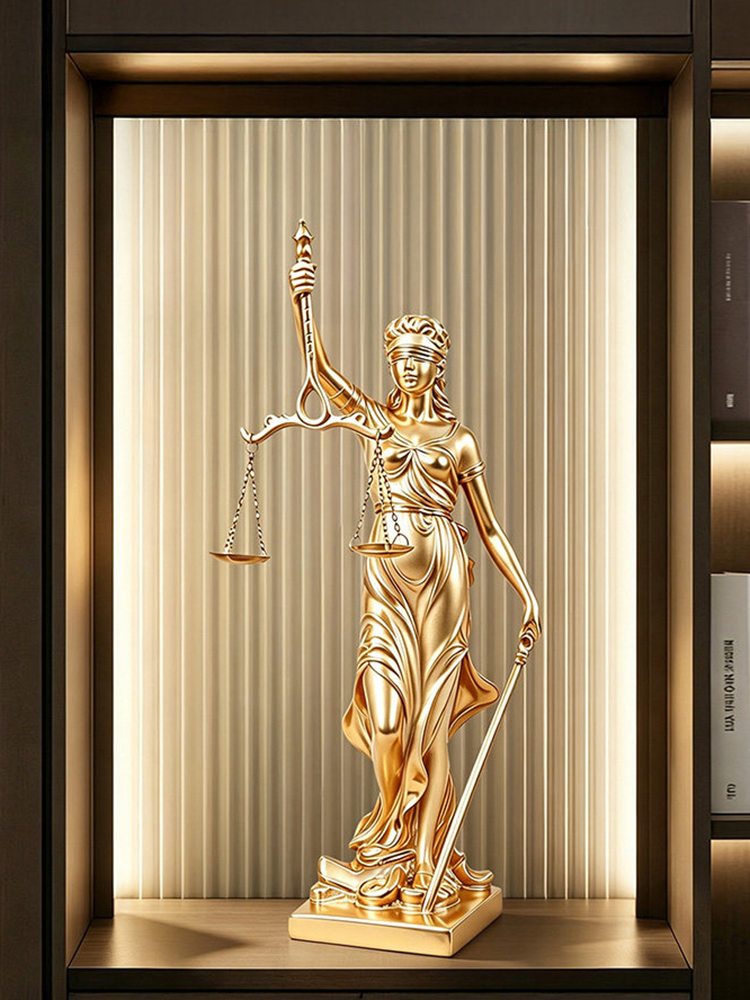 Luxuriöse Goldene Justizstatue – Resin Art For Anniversary Gift Bewertung und Preis
